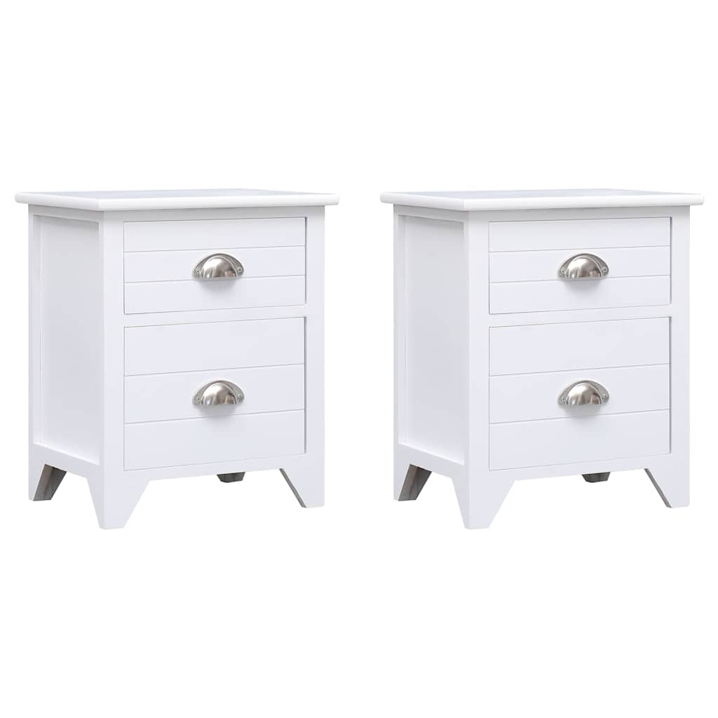 vidaXL Nightstand 2 pcs with 2 Drawers White 2