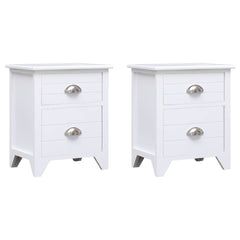vidaXL Nightstand 2 pcs with 2 Drawers White 2