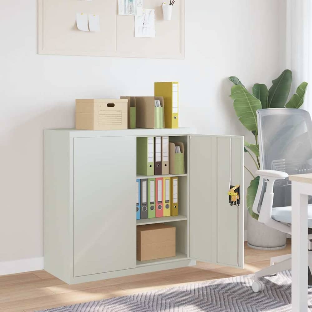 File Cabinet Steel Light Grey 90 x 40 x 90 cm