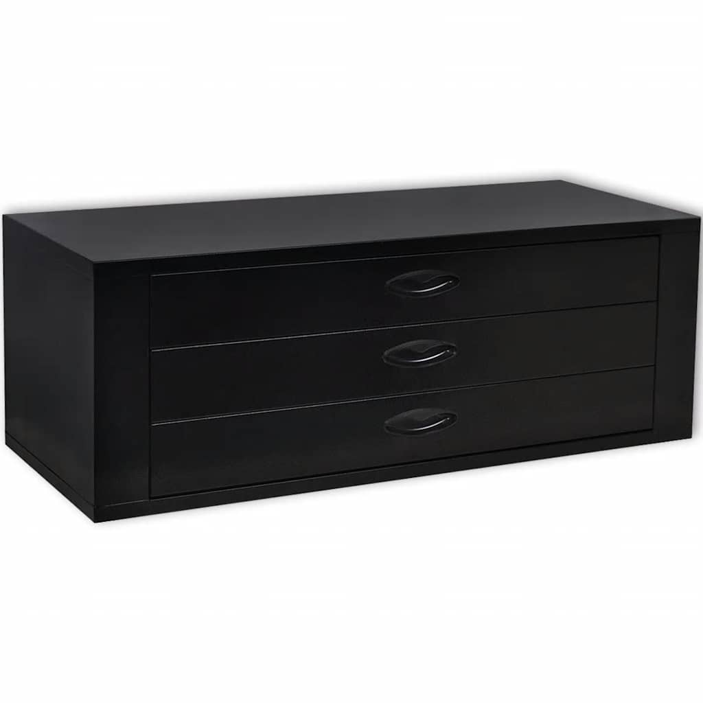 vidaXL Metal Tool Chest 3 Drawers Black 1