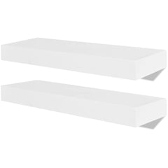 vidaXL 2 White MDF Floating Wall Display Shelves Book/DVD Storage 2