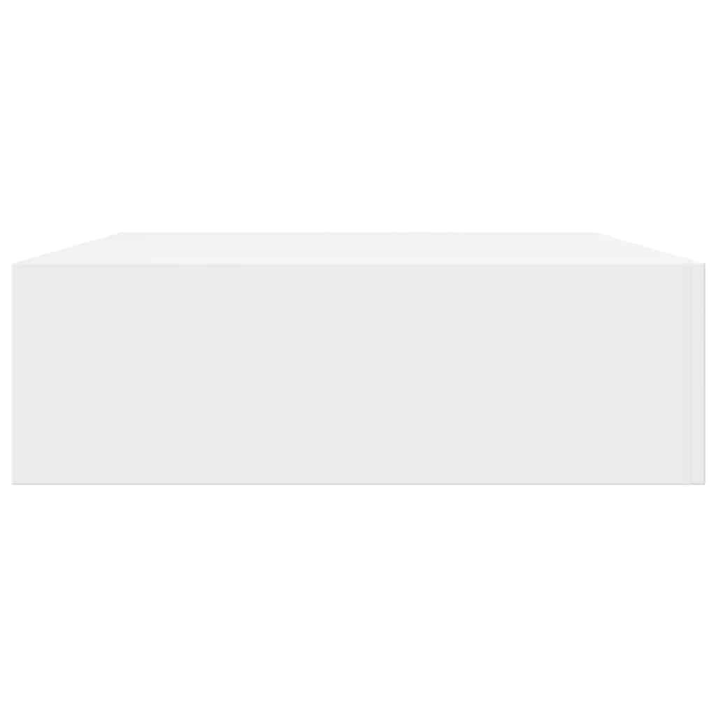White MDF Floating Wall Display Shelf 1 Drawer Book/DVD Storage 5
