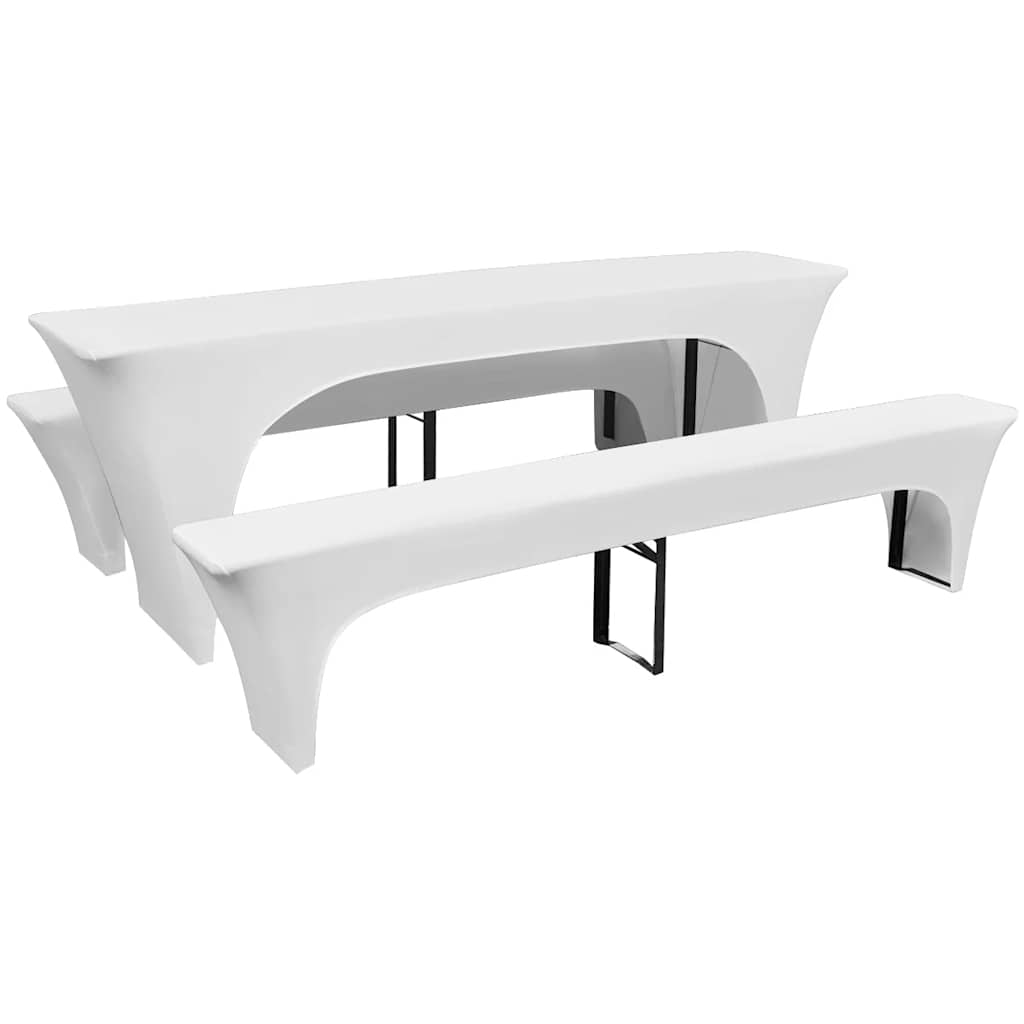 vidaXL Table Cover | Set of 3 | White | Polyester 90%, Elastane 10% 1
