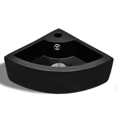 vidaXL Wash Basin with Overflow 45x32x12.5 cm Black 3
