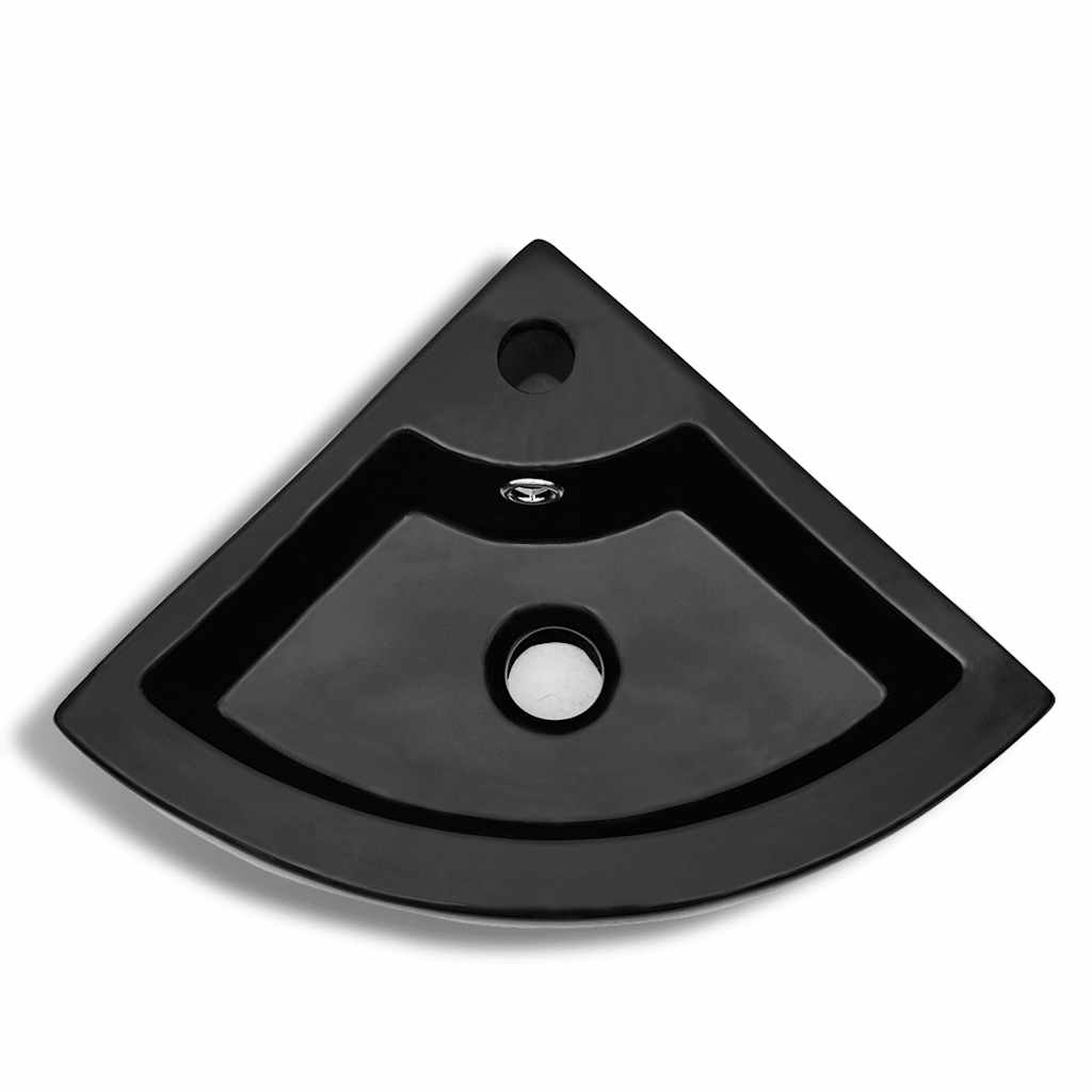 vidaXL Wash Basin with Overflow 45x32x12.5 cm Black 4