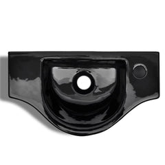 Ceramic Bathroom Sink Basin with Faucet Hole Black 5