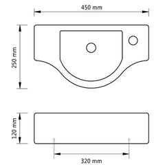 Ceramic Bathroom Sink Basin with Faucet Hole Black 6