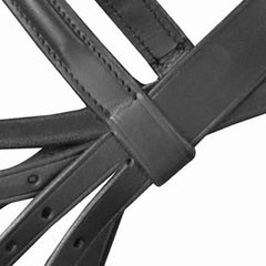 vidaXL Leather Flash Bridle with Reins and Bit Black Full 4