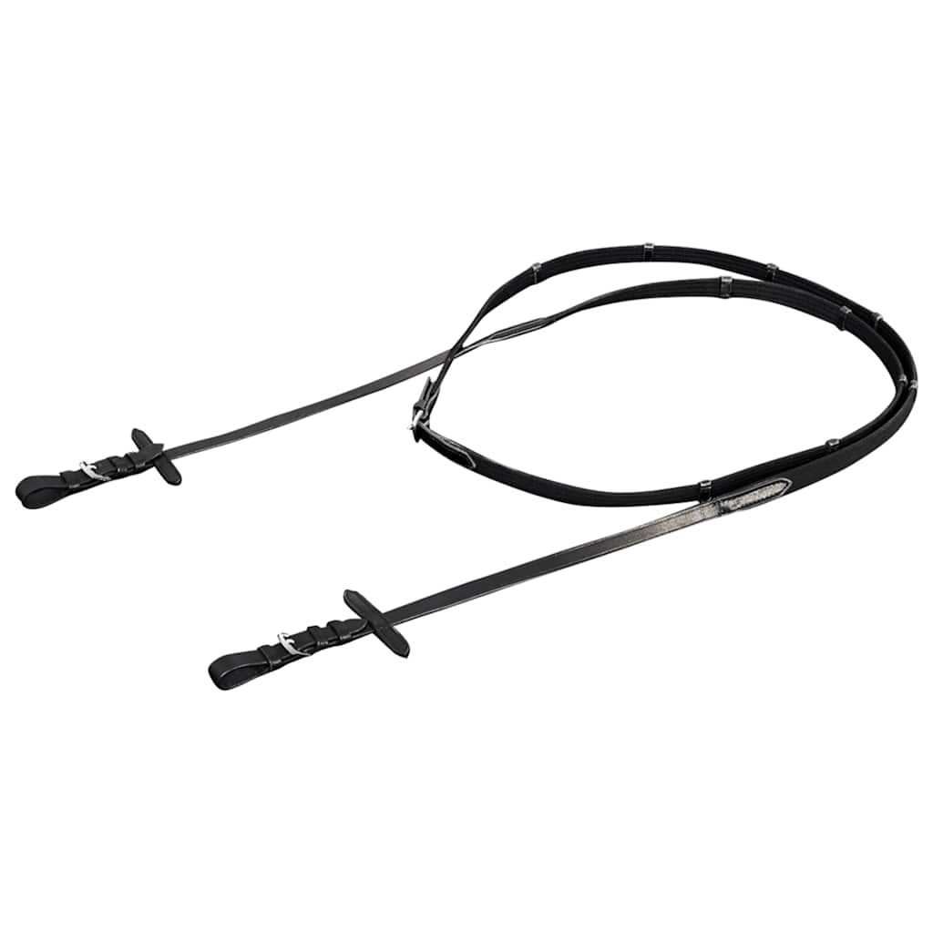 vidaXL Leather Flash Bridle with Reins and Bit Black Full 6