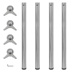 4 Height Adjustable Table Legs Brushed nickel 870 mm