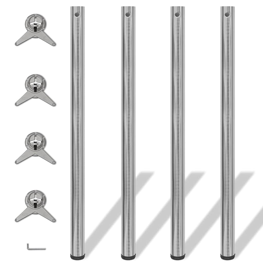 4 Height Adjustable Table Legs Brushed nickel 1100 mm