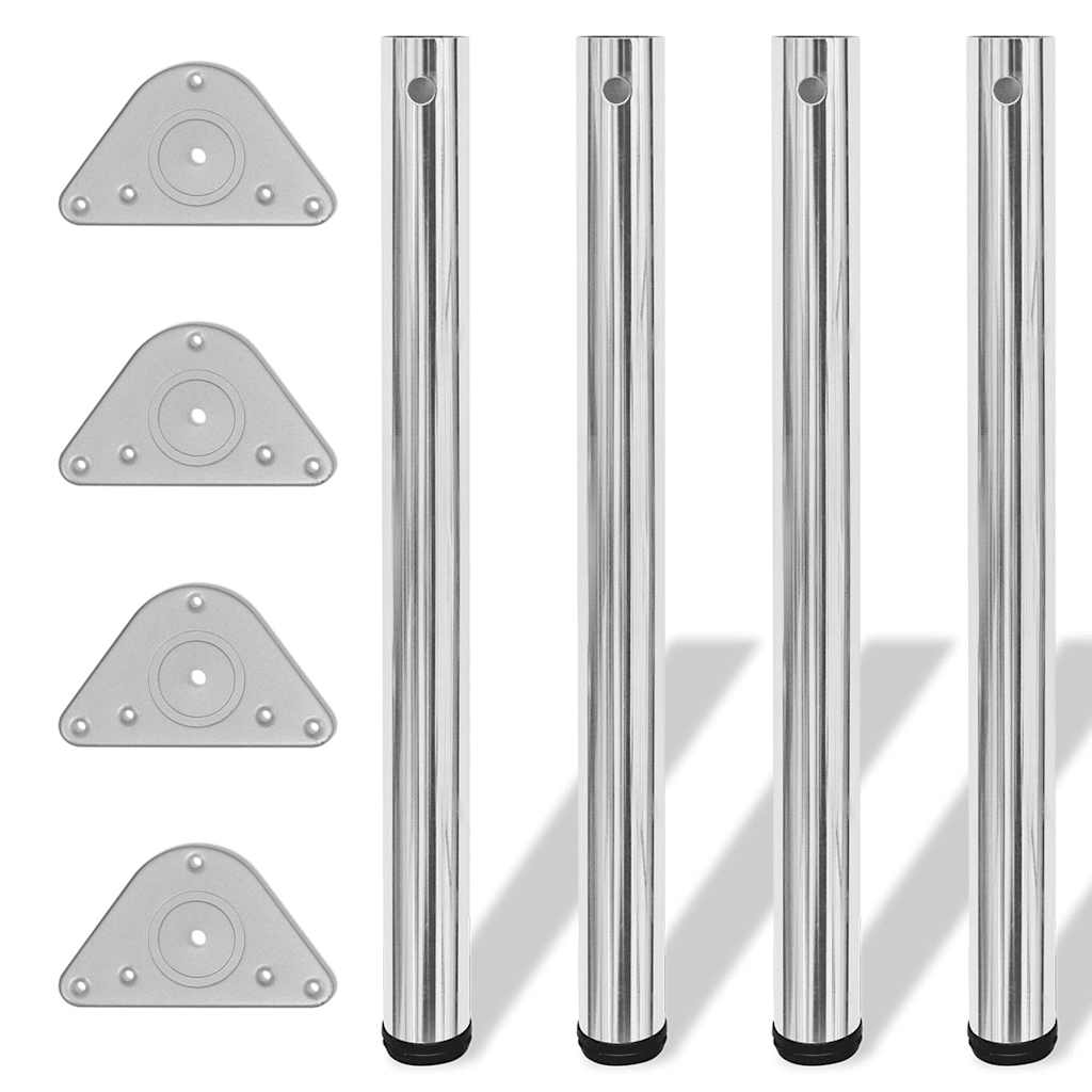 vidaXL 4 Height Adjustable Table Legs Chrome 710 mm 1