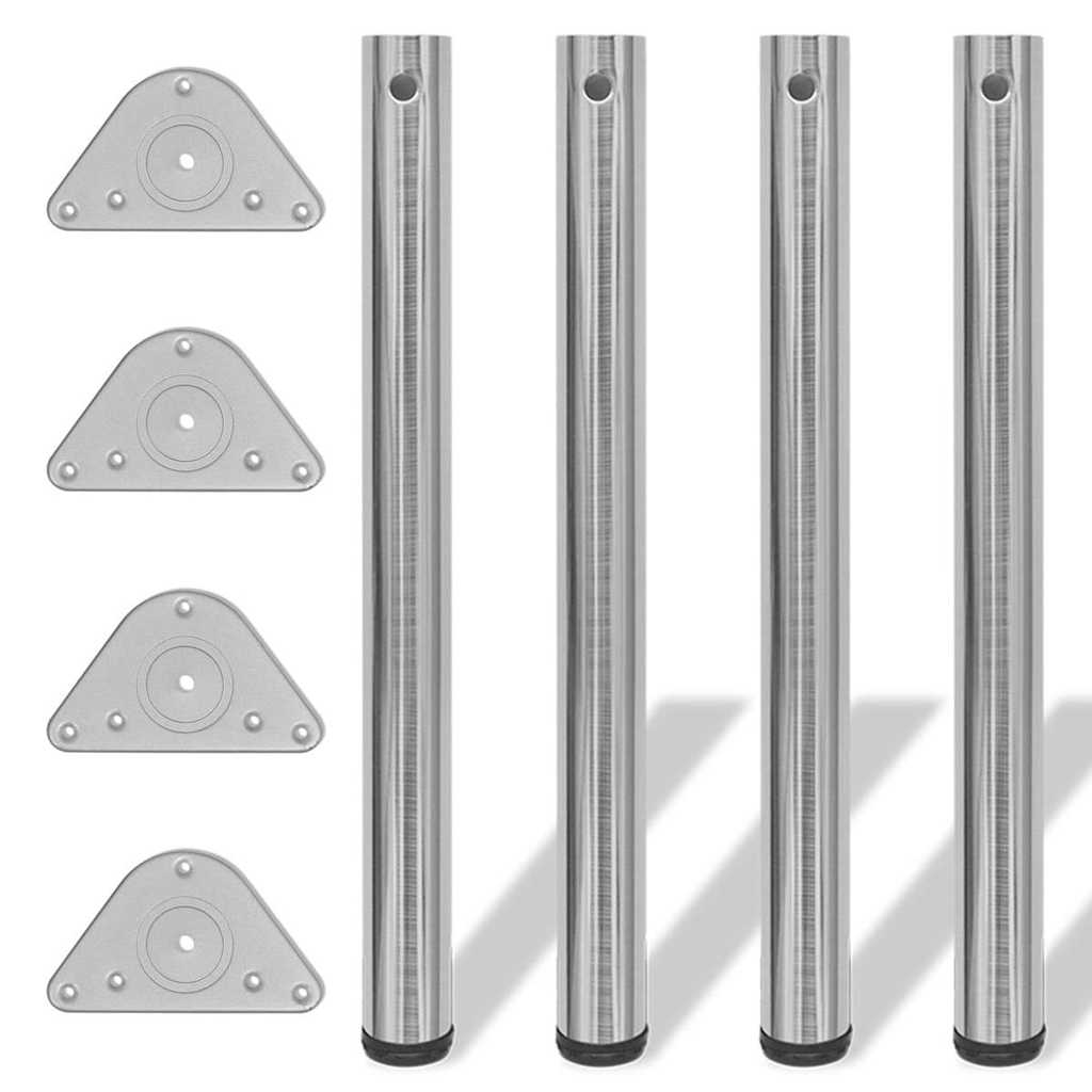 vidaXL 4 Height Adjustable Table Legs Brushed Nickel 710 mm 1