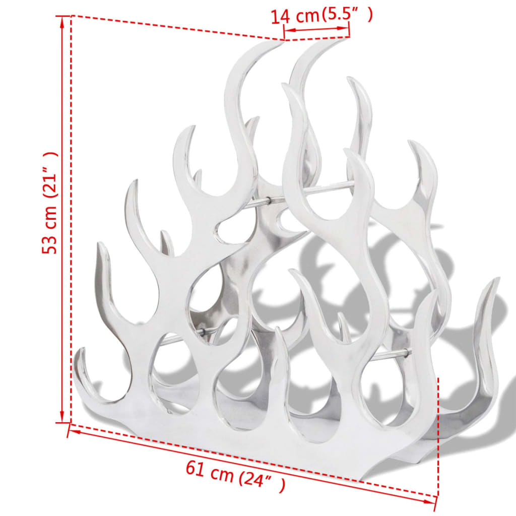 vidaXL Wine Stand for 11 Bottles Silver Aluminium 5
