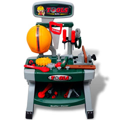 vidaXL Kids'/Children's Playroom Toy Workbench with Tools Green + Grey 2