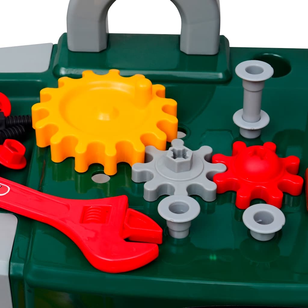 vidaXL Kids'/Children's Playroom Toy Workbench with Tools Green + Grey 3