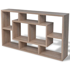 242549 Floating Wall Display Shelf 8 Compartments Oak Colour 2