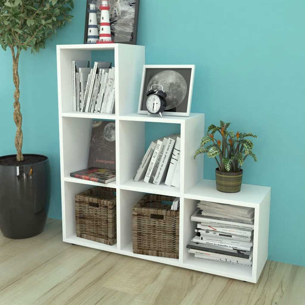 Staircase Bookcase 107 cm Engineered Wood in White