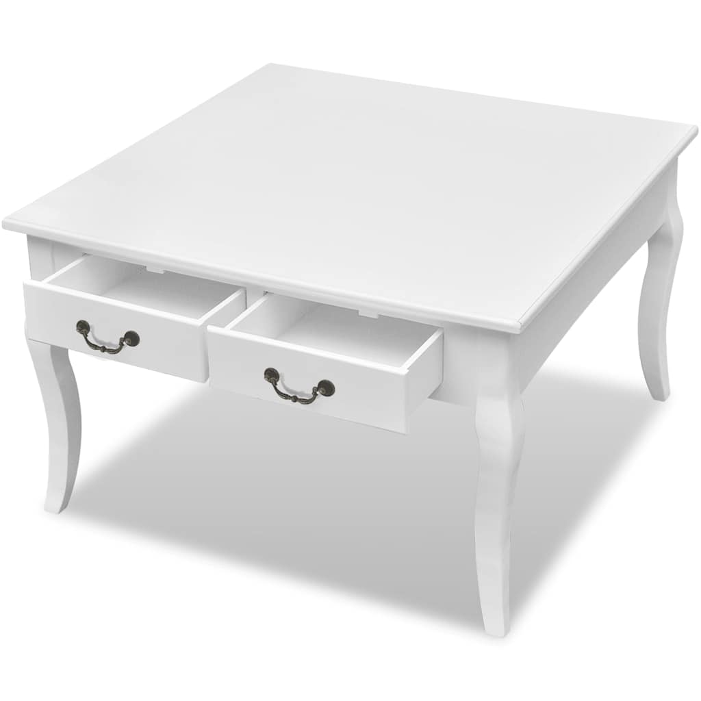 vidaXL Coffee Table with 4 Drawers White 3