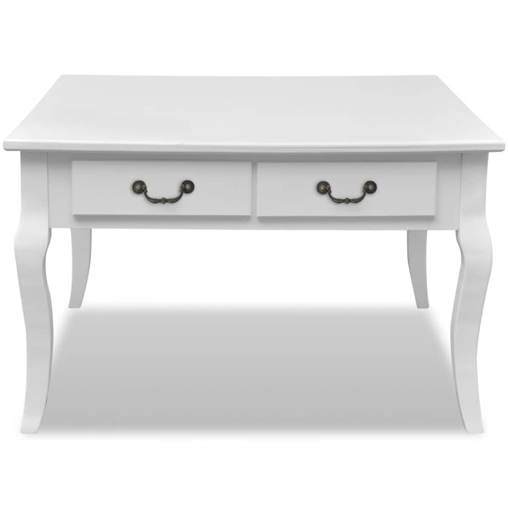 vidaXL Coffee Table with 4 Drawers White 4