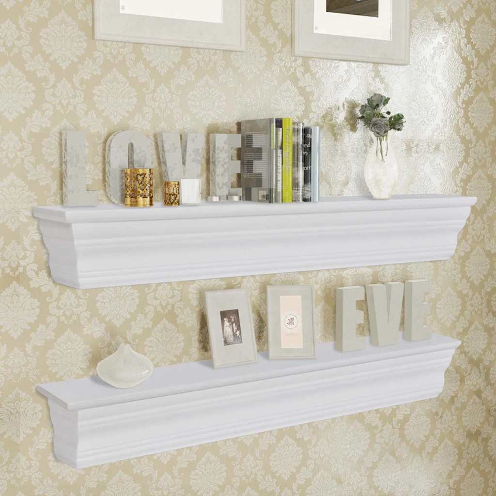vidaXL Wall Shelf | White | MDF | Small | Decorative Inlays | Wall Shelf 1