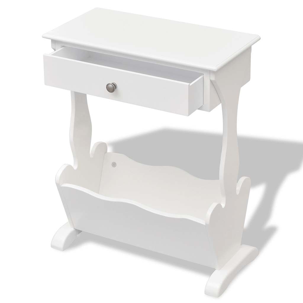 vidaXL Magazine Rack | White | MDF and Solid Fir Wood | Small | Magazine Rack 2
