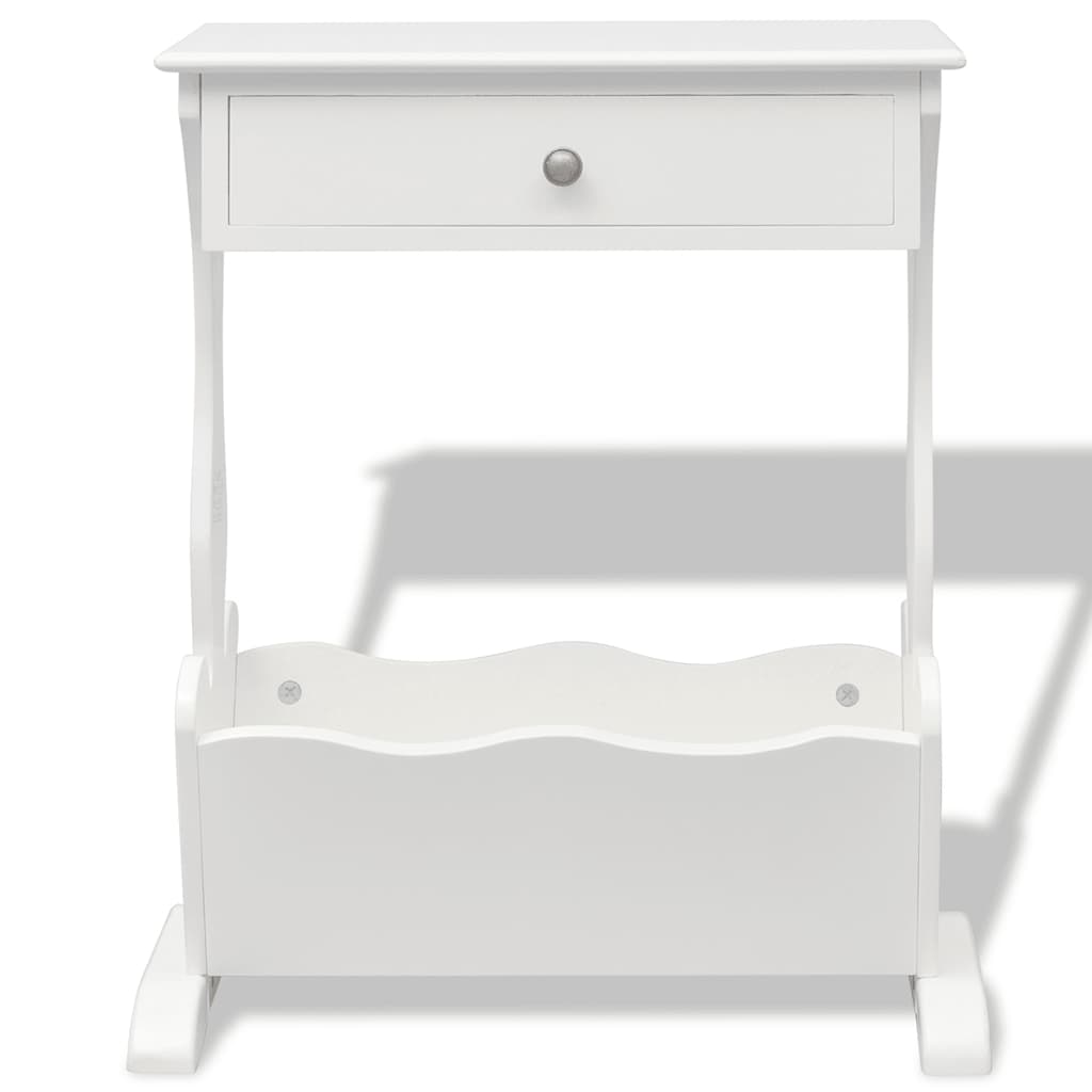 vidaXL Magazine Rack | White | MDF and Solid Fir Wood | Small | Magazine Rack 4