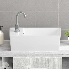 vidaXL Wash Basin White 48x25x15 cm Ceramic 3