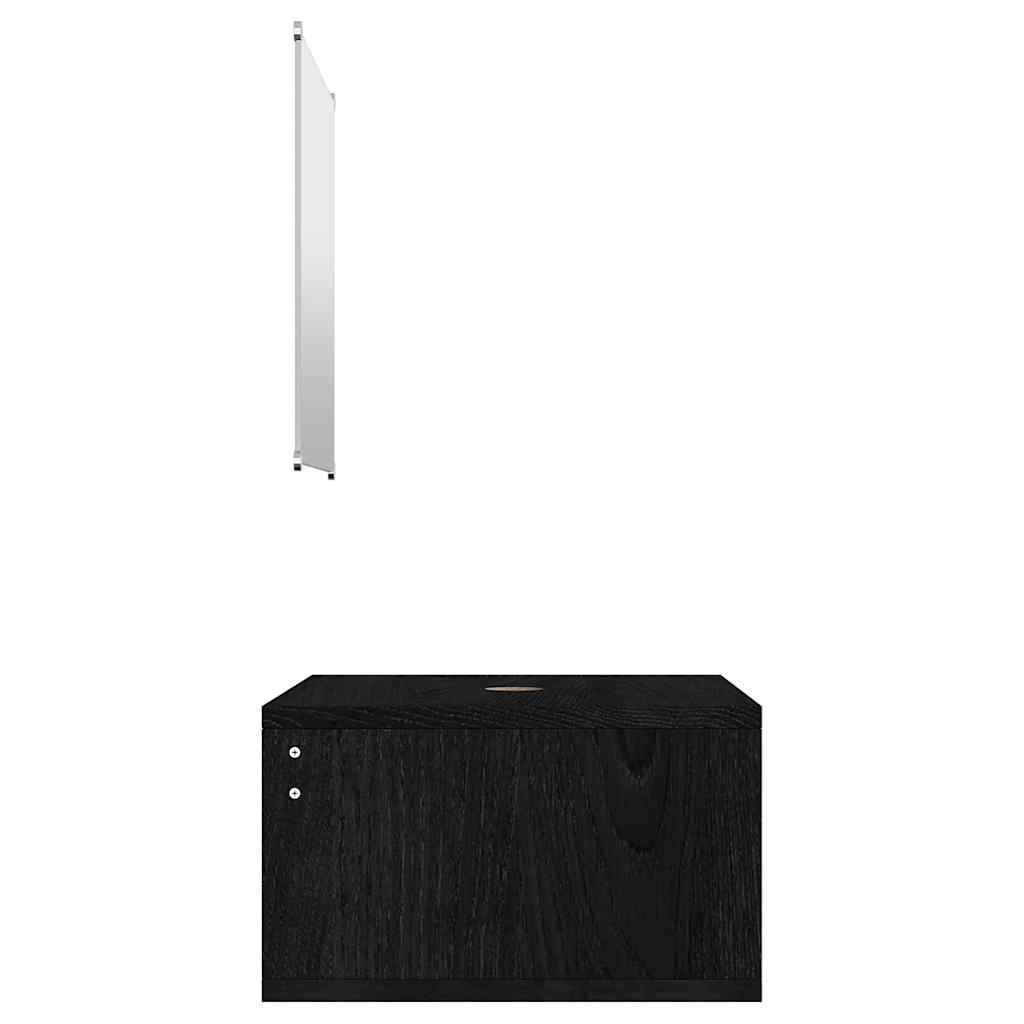 2 Piece Bathroom Furniture Set Engineered Wood Black