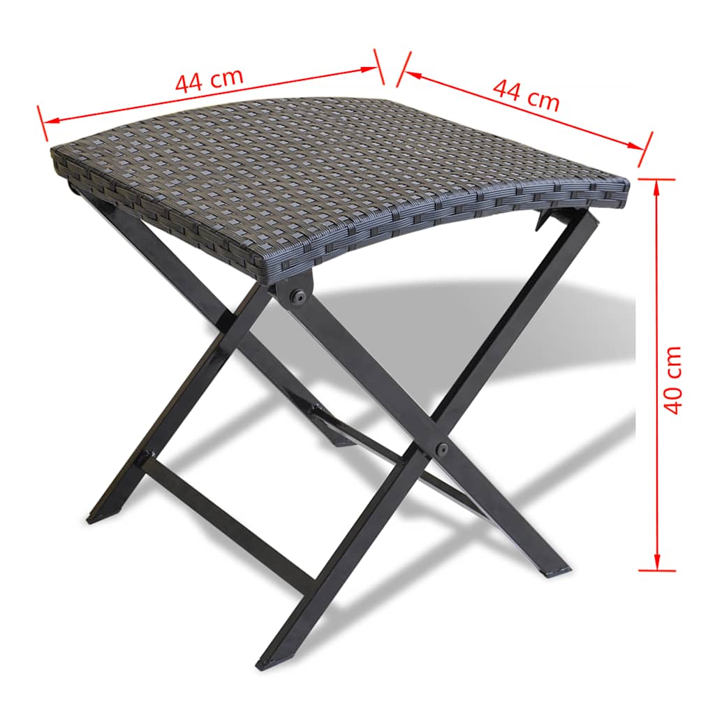 vidaXL Garden Chair | Black | Poly Rattan | Collapsible | Folding Stool | Square 5