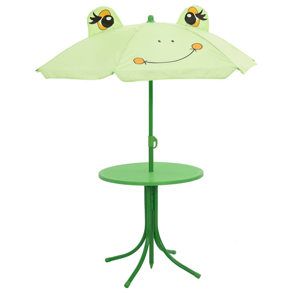 3 Piece Kids' Garden Bistro Set with Parasol Green