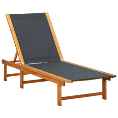 Sun Loungers 2 pcs Solid Wood Acacia and Textilene Black Sun lounger
