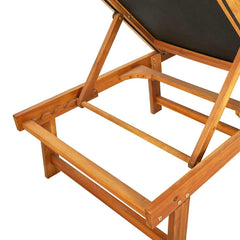 Sun Loungers 2 pcs Solid Wood Acacia and Textilene Black Sun lounger