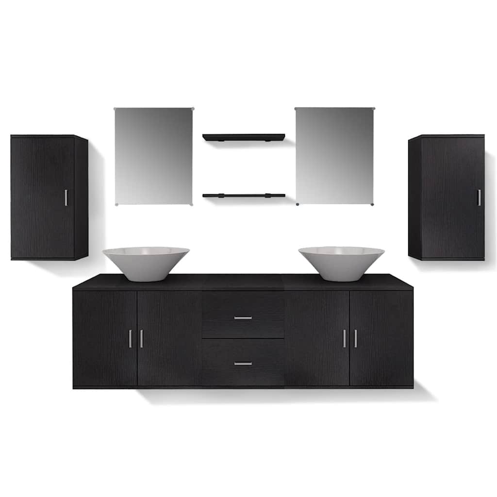 Nine Bathroom Furniture and Basin Black Depth 45 cm 150 cm 9