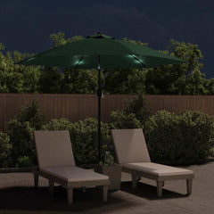 Outdoor Parasol with LED Lights and Steel Pole 300 cm Green