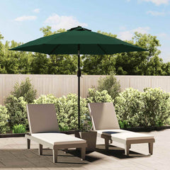 Outdoor Parasol with LED Lights and Steel Pole 300 cm Green