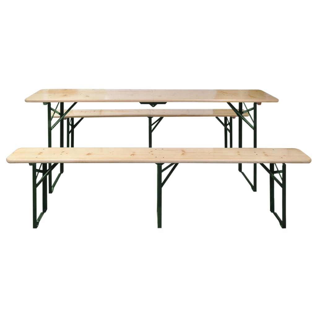 vidaXL Folding Beer Table with 2 Benches 220 cm Fir Wood 2