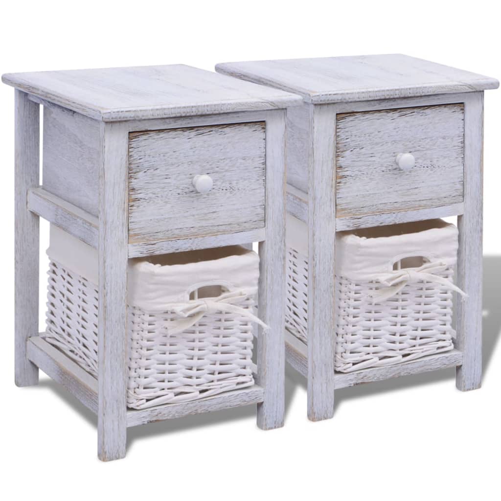 vidaXL Bedside Cabinets 2 pcs Wood White 2