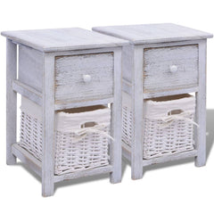 vidaXL Bedside Cabinets 2 pcs Wood White 2
