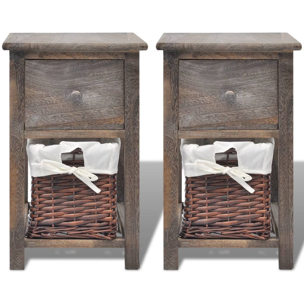 vidaXL Bedside Cabinets 2 pcs Wood Brown 3