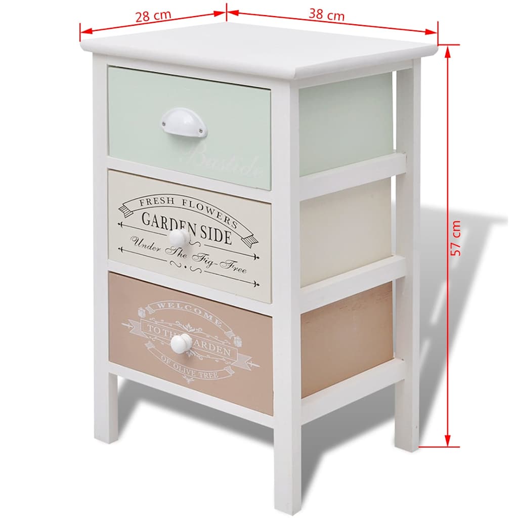 French Storage Cabinet 3 Drawers Wood, image 5