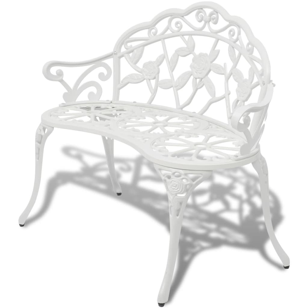 vidaXL Garden Bench 100 cm Cast Aluminium White 1