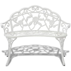 vidaXL Garden Bench 100 cm Cast Aluminium White 2