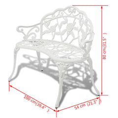 vidaXL Garden Bench 100 cm Cast Aluminium White 4