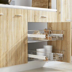 vidaXL Pull-Out Wire Baskets 2 pcs Silver