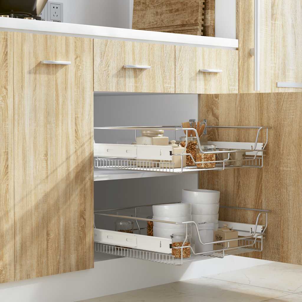 vidaXL Pull-Out Wire Baskets 2 pcs Silver