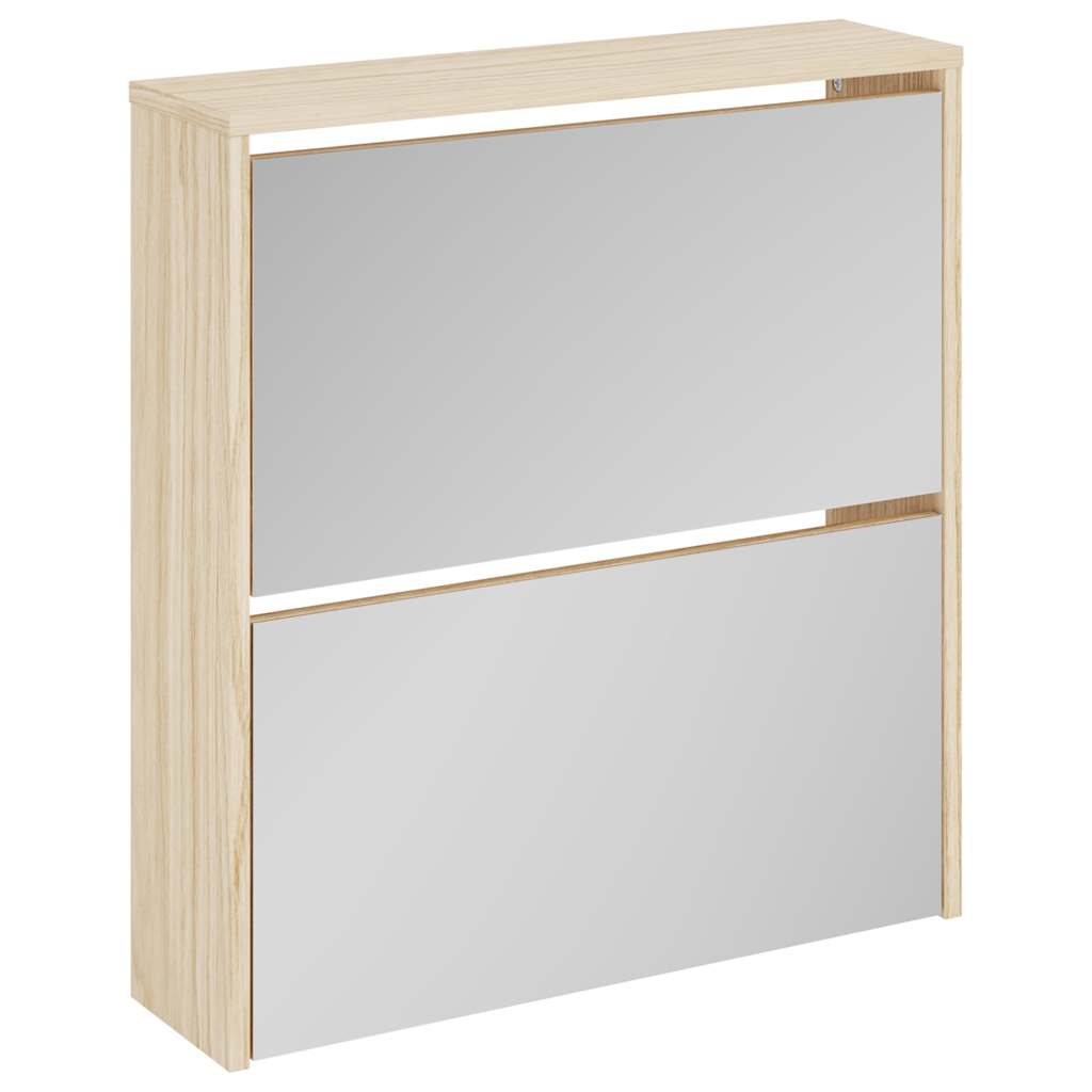 vidaXL Shoe Rack | Oak | Engineered wood and mirror | Medium | Shoe Rack 2