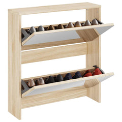 vidaXL Shoe Rack | Oak | Engineered wood and mirror | Medium | Shoe Rack 3