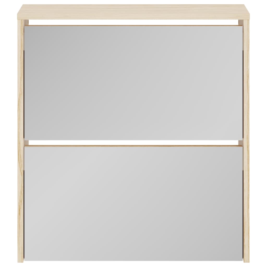 vidaXL Shoe Rack | Oak | Engineered wood and mirror | Medium | Shoe Rack 4
