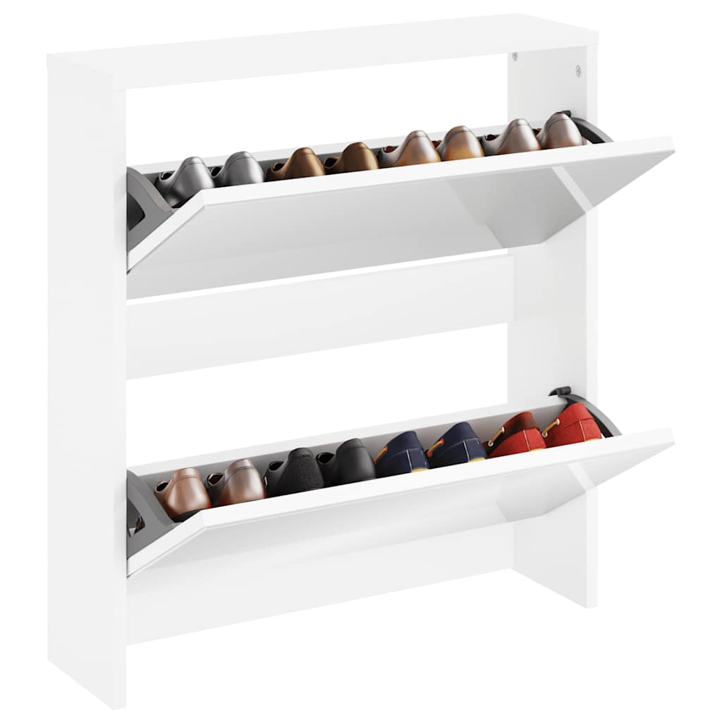 vidaXL Shoe Cabinet 2-Layer Mirror White 63x17x67 cm 3